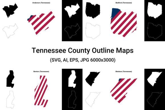 Tennessee County Outline Maps